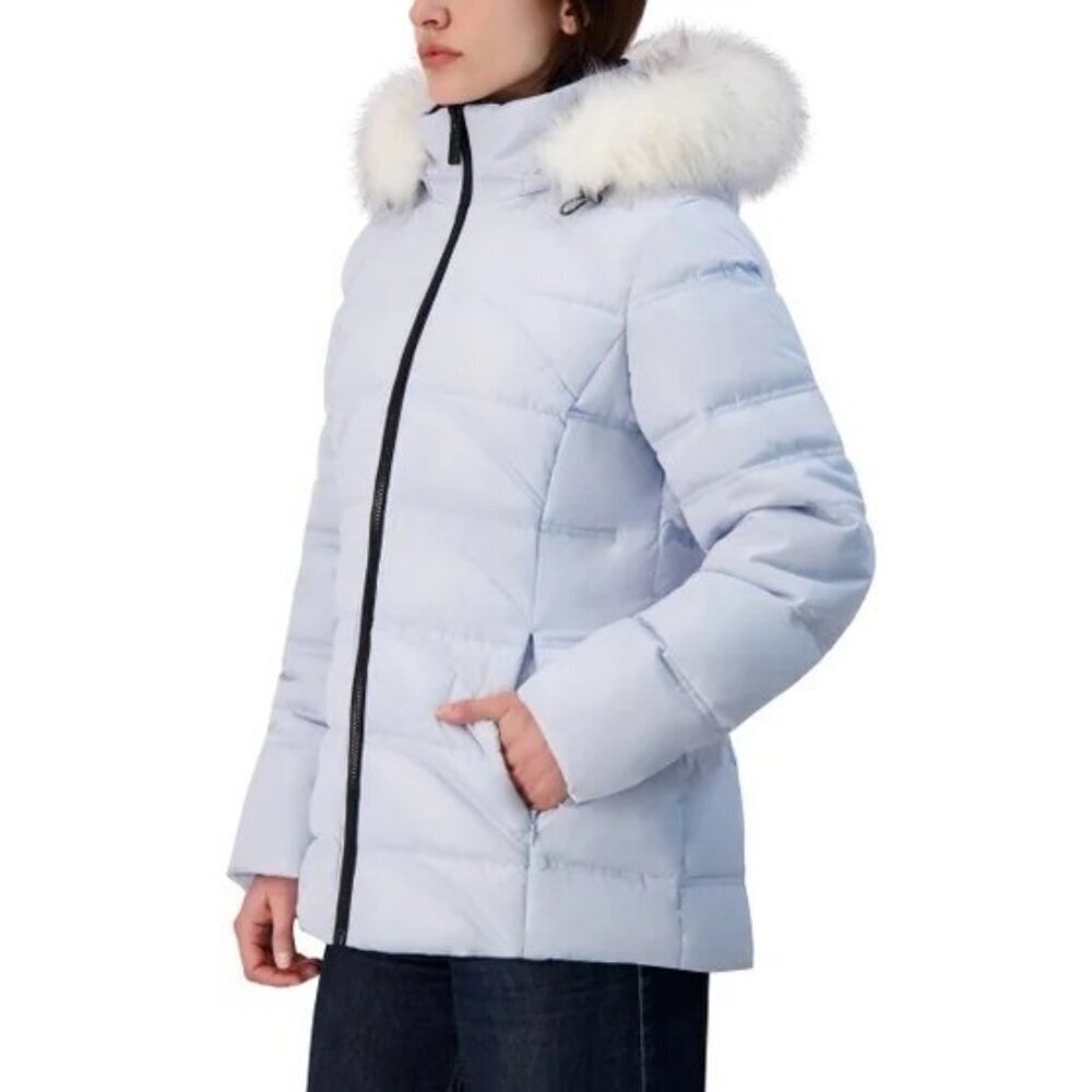 Nautica Women's L Light Blue Puffer Jacket Hooded Full Zip JCK135 - Picture 3 of 16